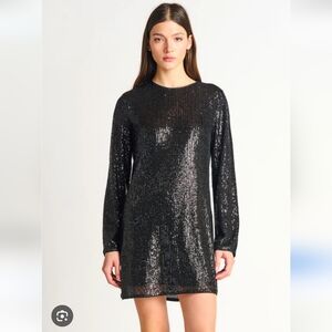 DEX Black Sequin  Long Sleeve Mini dress. NWT  SZ  M